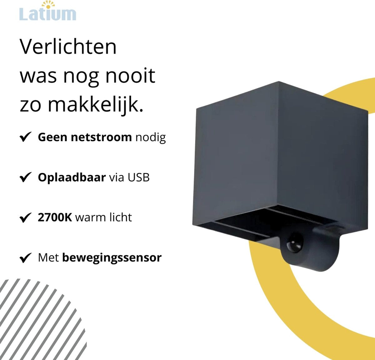 Latium Oplaadbare Buitenlamp met Bewegingssensor