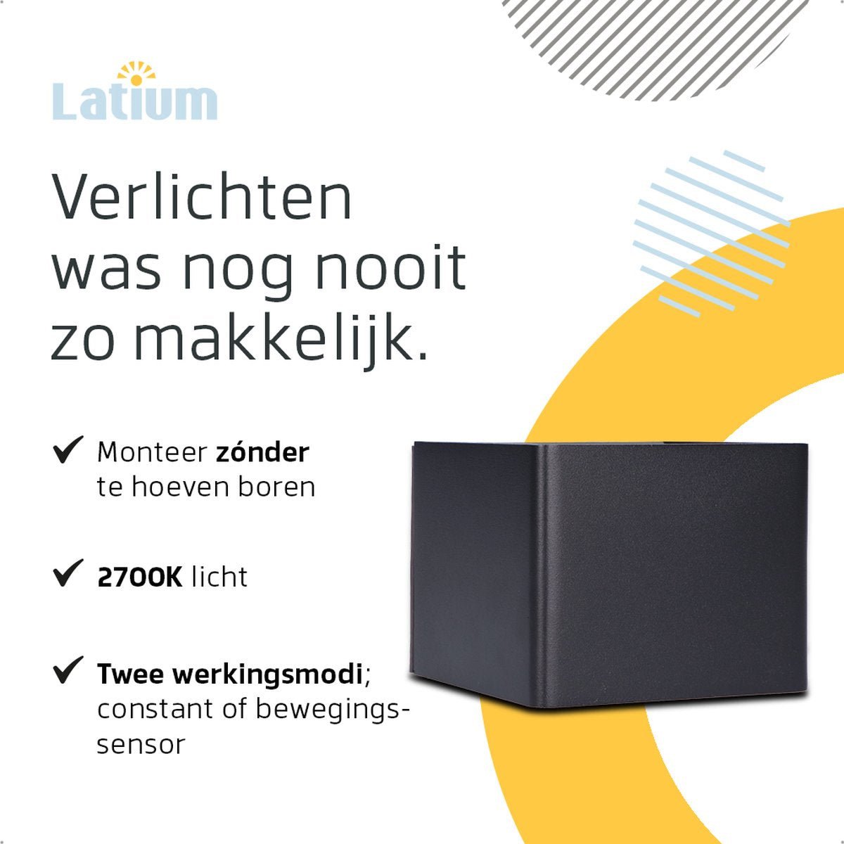 Latium Wandlamp Oplaadbaar met Bewegingssensor Zwart