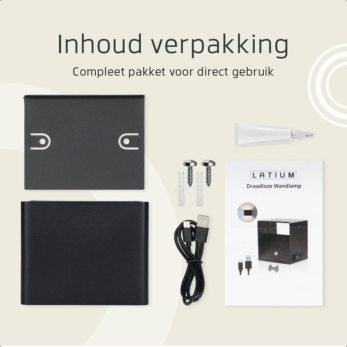 Latium Wandlamp Oplaadbaar met Bewegingssensor Zwart