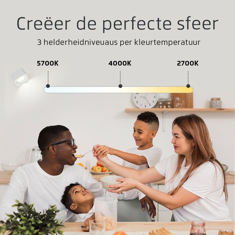 Vierkante Oplaadbare Wandlamp Wit - Draadloze Verlichting voor Binnen | Latium
