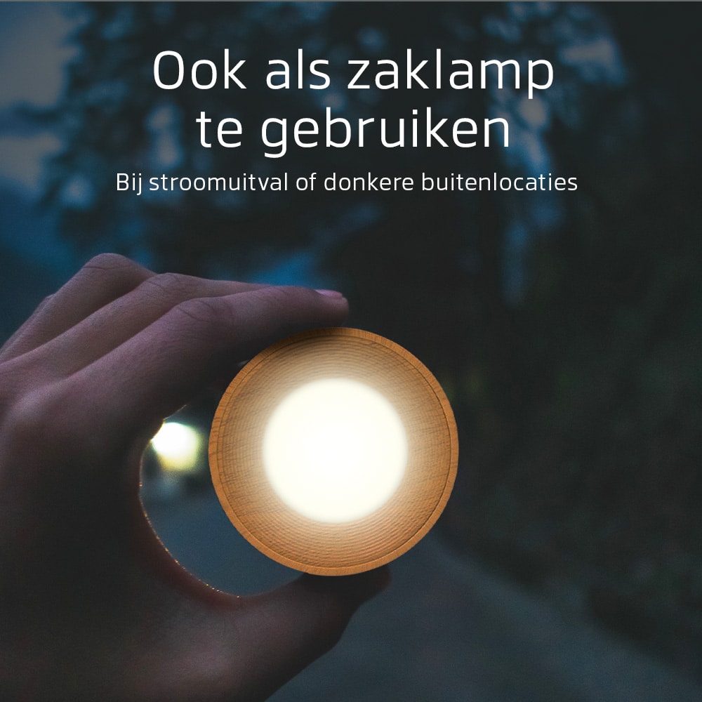 Ronde Oplaadbare Wandlamp Hout Look - Draadloze Verlichting voor Binnen | Latium