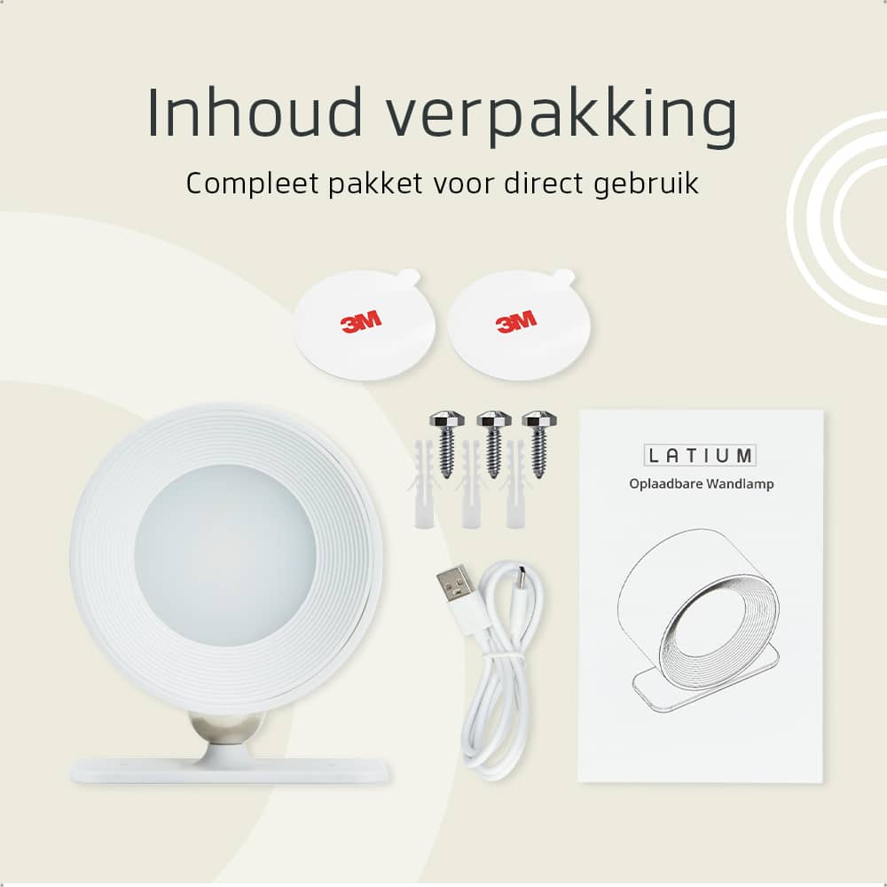 Ronde Oplaadbare Wandlamp Wit - Draadloze Verlichting voor Binnen | Latium