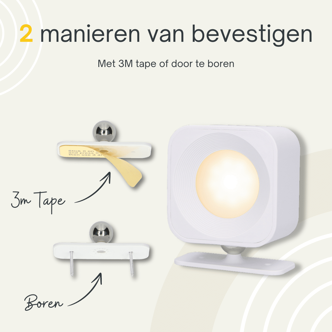 Vierkante Oplaadbare Wandlamp Wit - Draadloze Verlichting voor Binnen | Latium