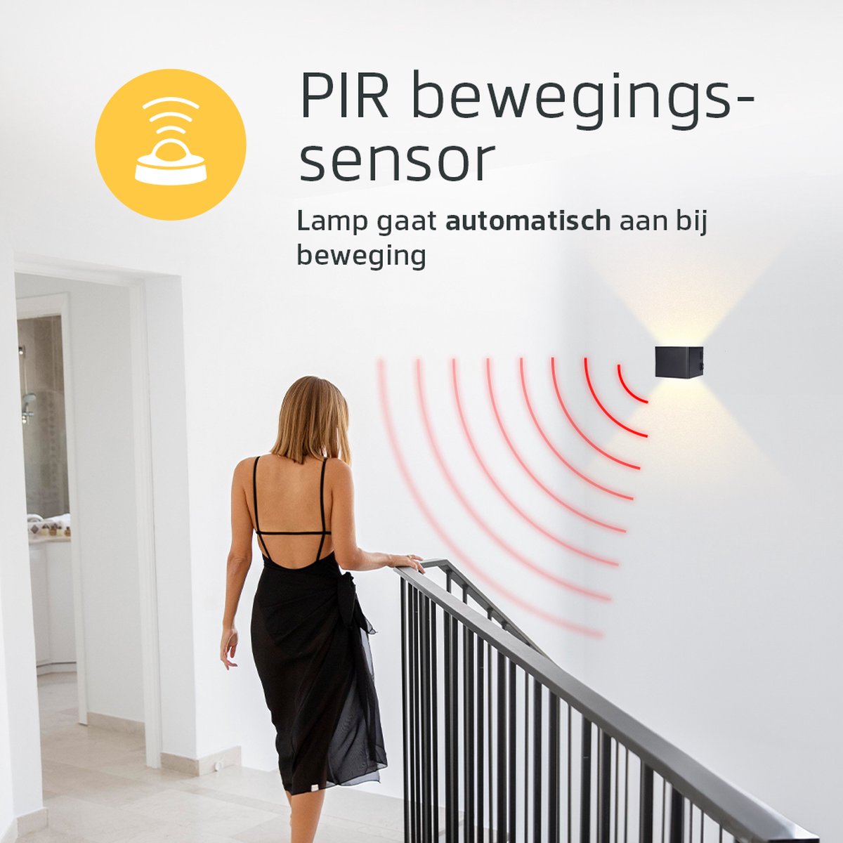 Oplaadbare Wandlamp met Bewegingssensor Zwart