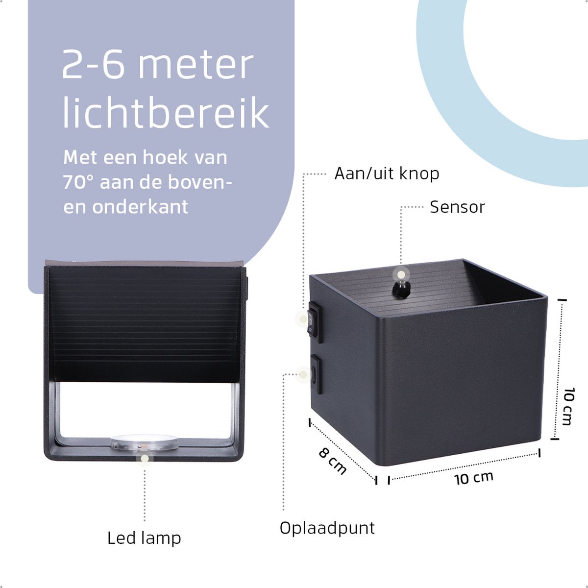 Oplaadbare Wandlamp met Bewegingssensor Zwart