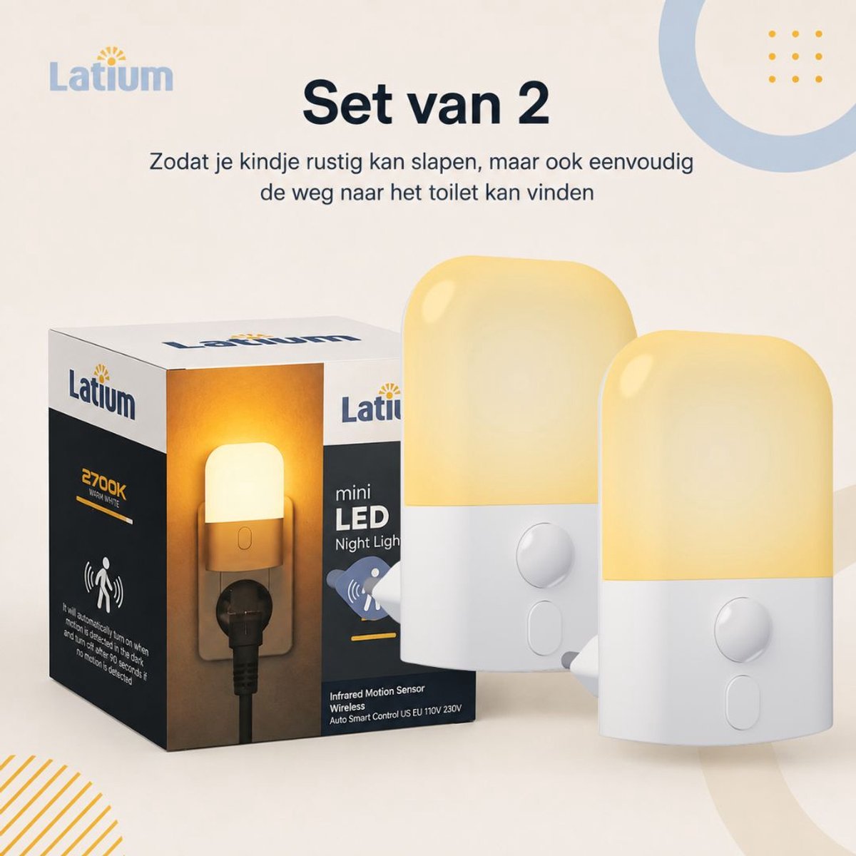 Latium LED Nachtlampje met Bewegingssensor
