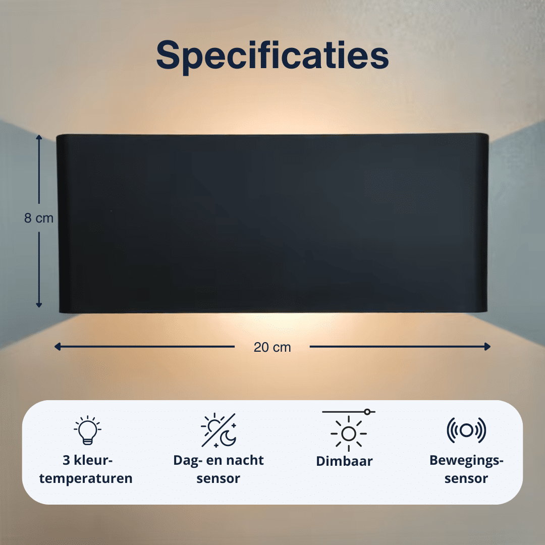 Oplaadbare Wandlamp met Afstandsbediening en Bewegingssensor – Zwart