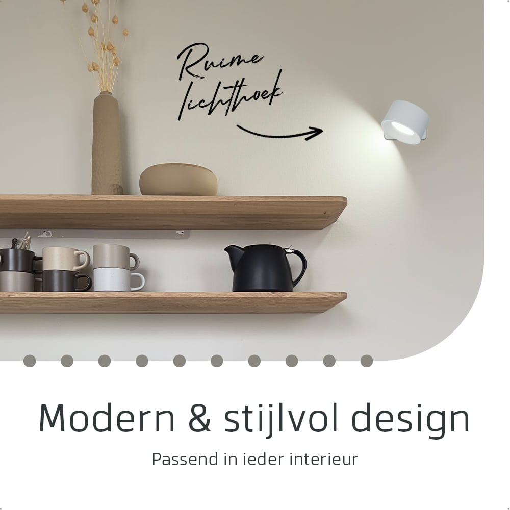Latium Oplaadbare Wandlamp met Afstandsbediening - Rond Wit