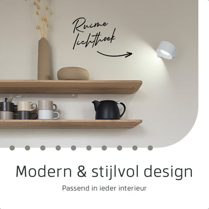 Oplaadbare Wandlamp met Afstandsbediening Wit -  Draadloze Verlichting voor Binnen | Latium