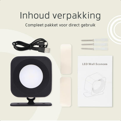 Vierkante Oplaadbare Wandlamp Zwart - Draadloze Verlichting voor Binnen | Latium
