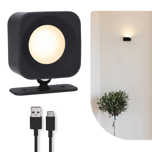 Vierkante Oplaadbare Wandlamp Zwart - Draadloze Verlichting voor Binnen | Latium