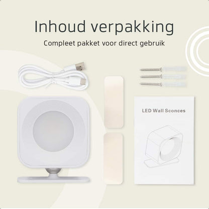 Vierkante Oplaadbare Wandlamp Wit - Draadloze Verlichting voor Binnen | Latium