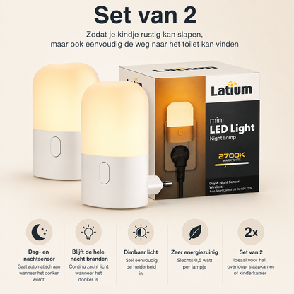 Latium Nachtlampje voor Stopcontact met Dag en Nacht Sensor