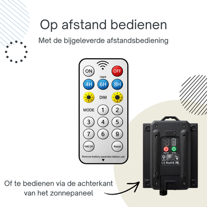 Latium Solar Lichtsnoer 10m met Afstandsbediening - Waterdicht