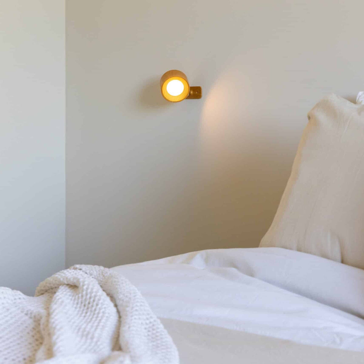 Latium Oplaadbare Wandlamp - Rond Houtlook