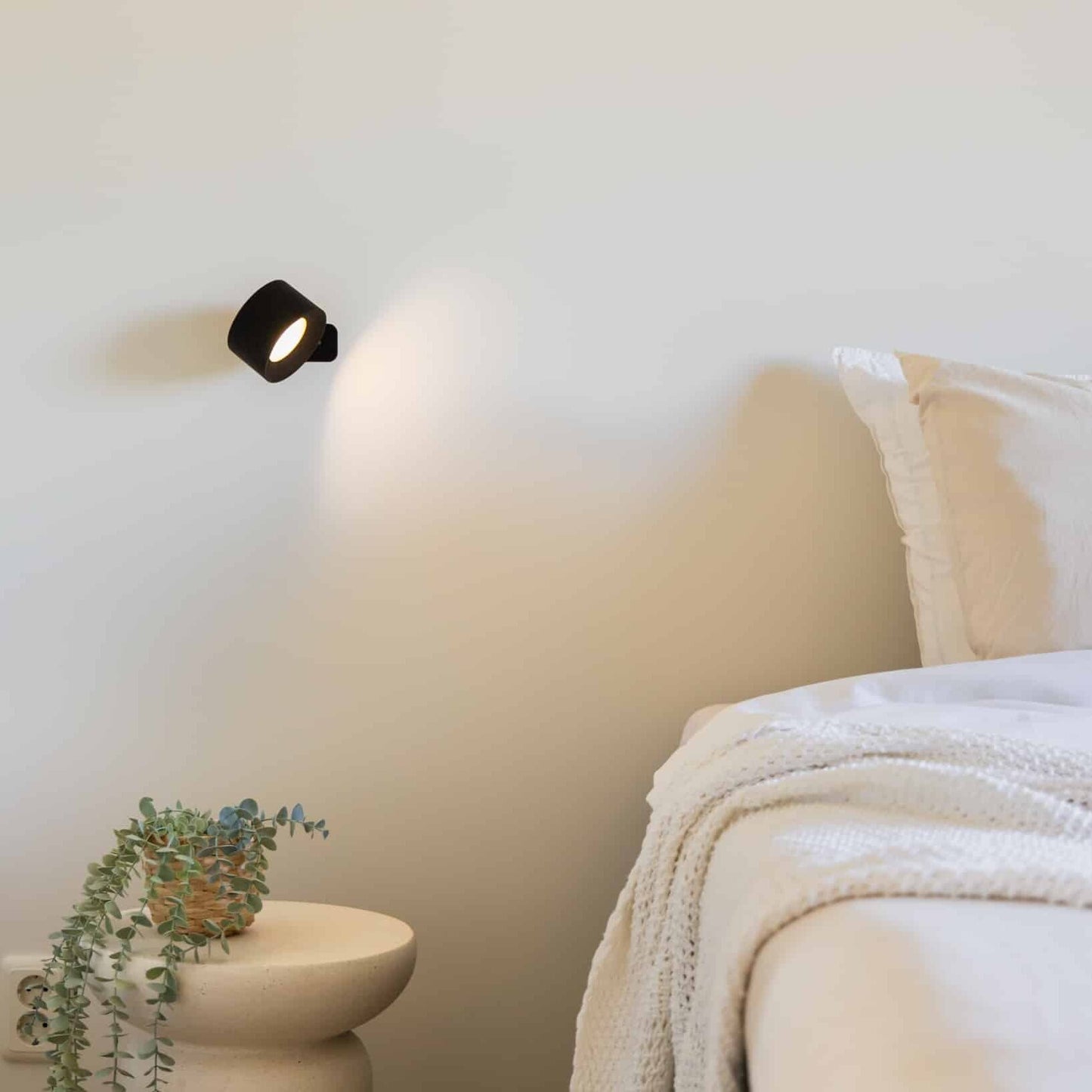 Ronde Oplaadbare Wandlamp Zwart -  Draadloze Verlichting voor Binnen | Latium