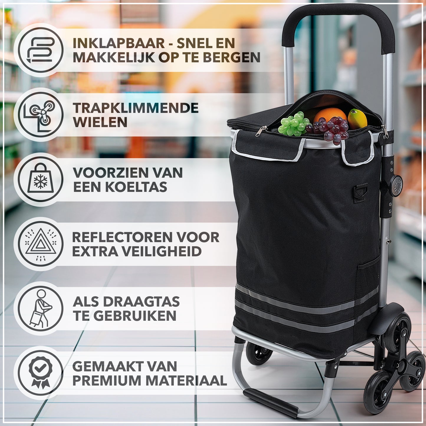 Latium Boodschappentrolley met 3 Wielen