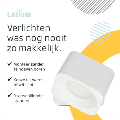 Vierkante Oplaadbare Wandlamp Wit - Draadloze Verlichting voor Binnen | Latium