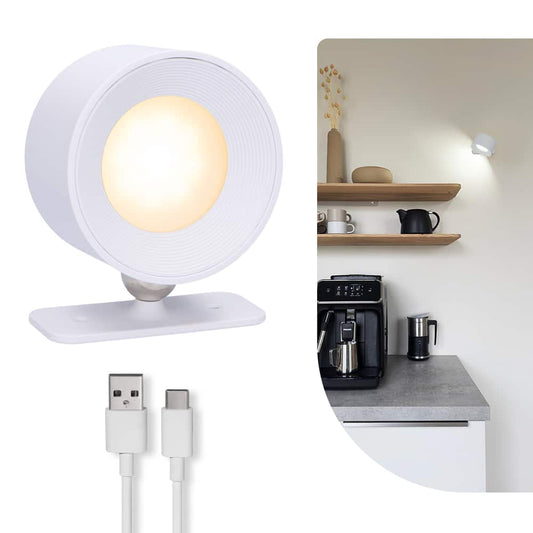 Ronde Oplaadbare Wandlamp Wit - Draadloze Verlichting voor Binnen | Latium