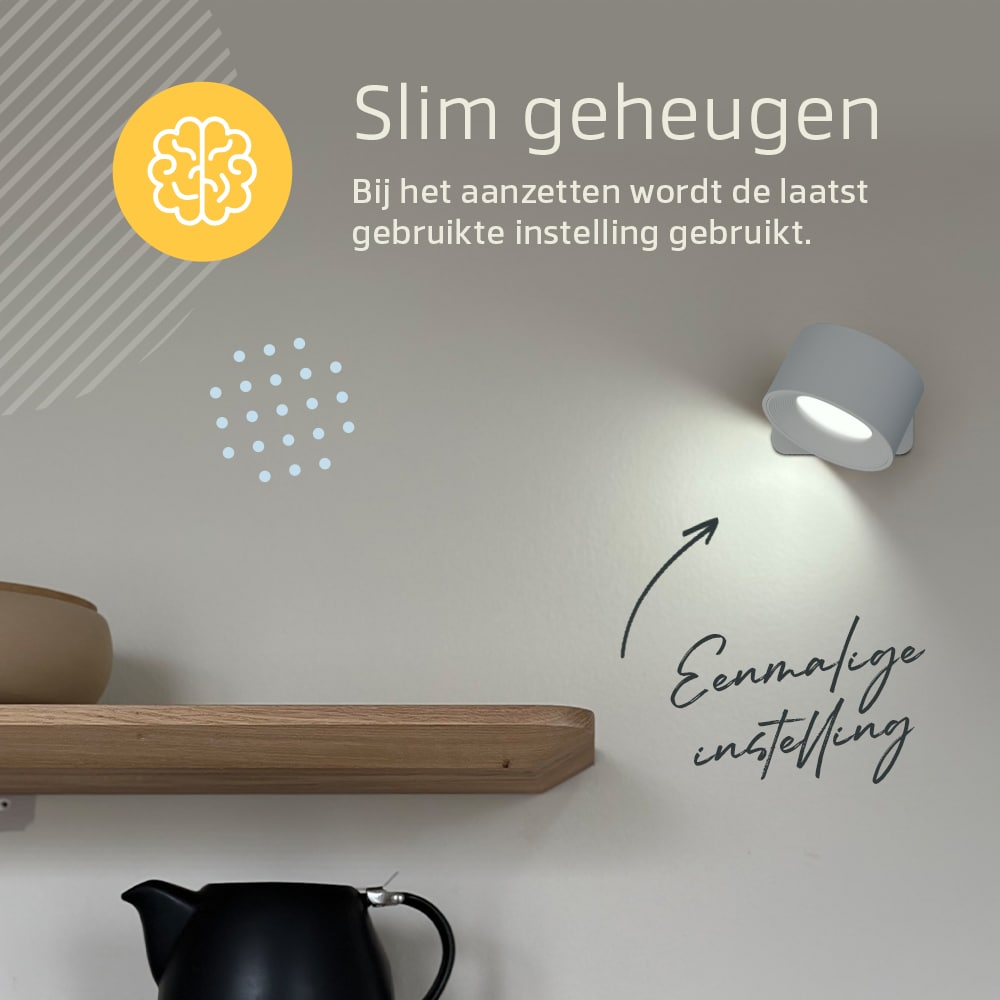 Latium Oplaadbare Wandlamp met Afstandsbediening - Rond Wit