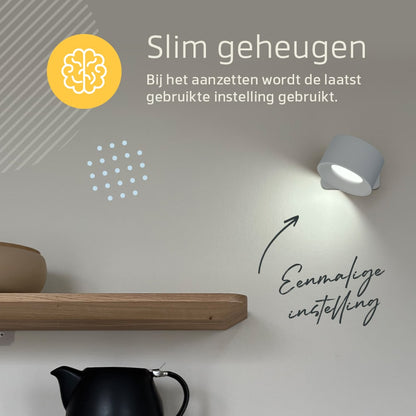Oplaadbare Wandlamp met Afstandsbediening Wit -  Draadloze Verlichting voor Binnen | Latium