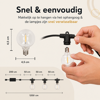 Latium Solar Lichtsnoer 10m met Afstandsbediening - Waterdicht