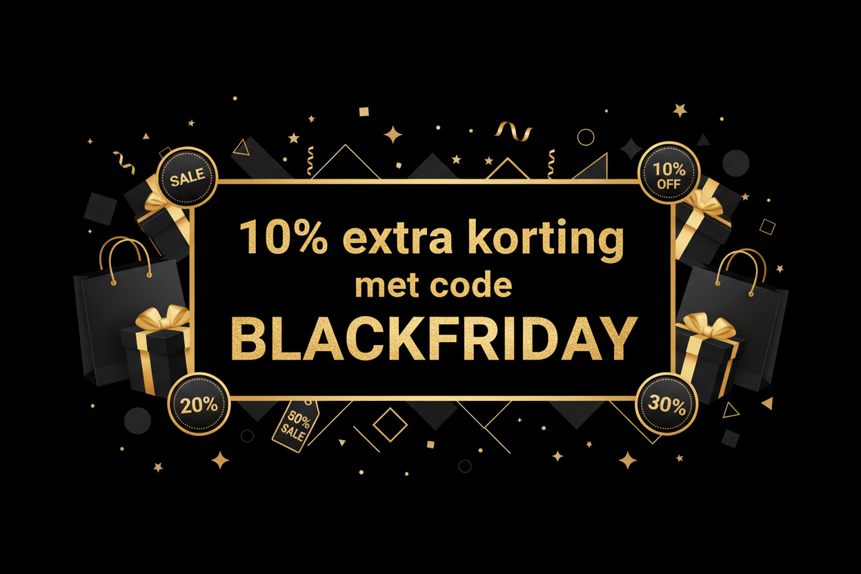 er mag wel black friday versiering om de tekst heen