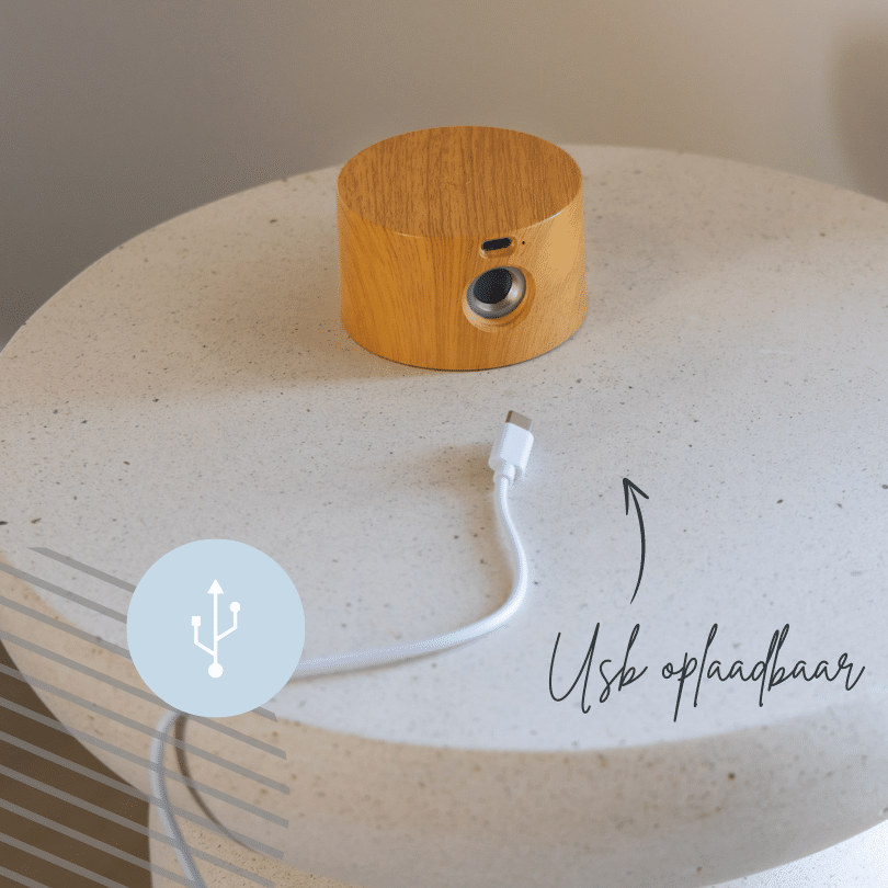 Ronde Oplaadbare Wandlamp Hout Look -  Draadloze Verlichting voor Binnen | Latium