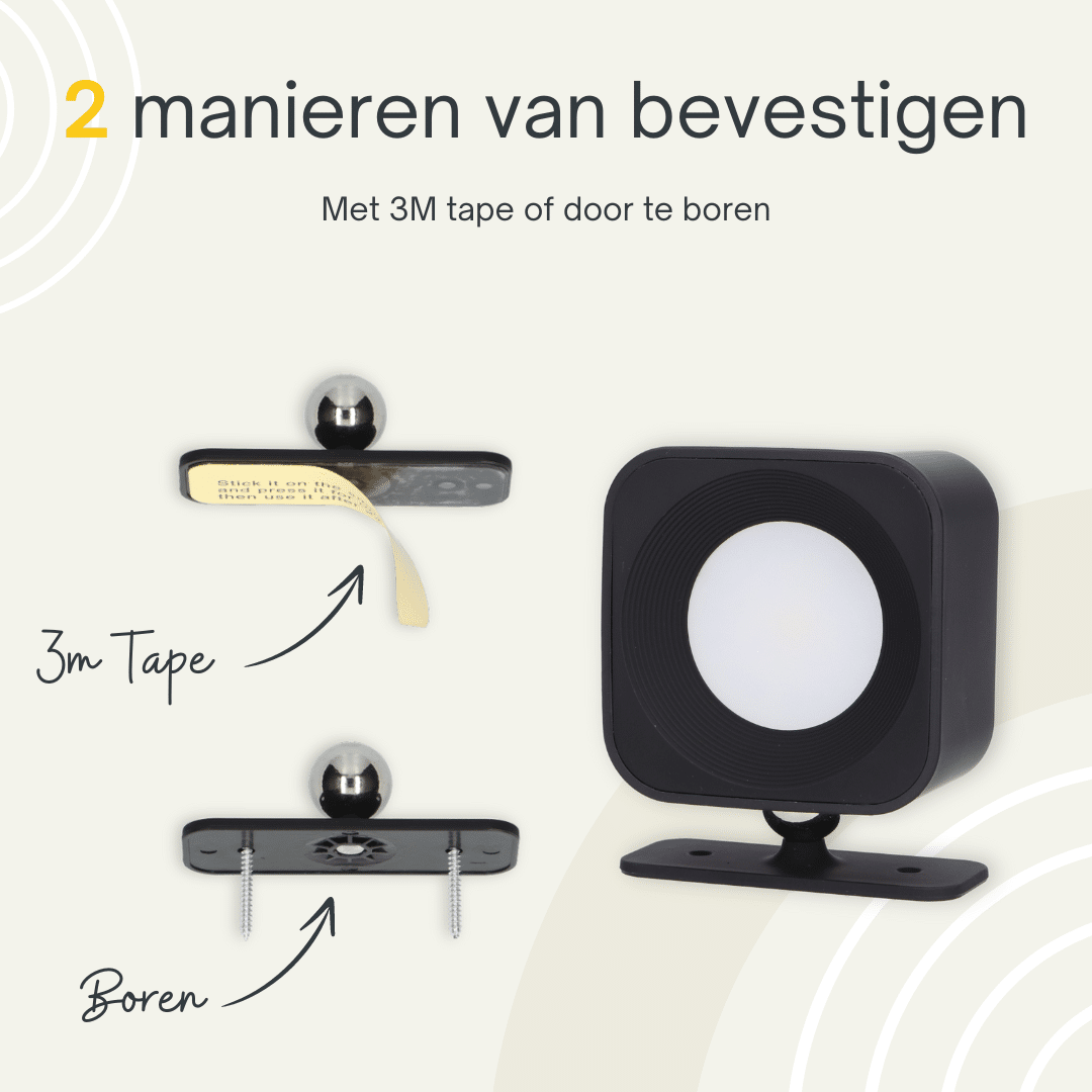 Vierkante Oplaadbare Wandlamp Zwart - Draadloze Verlichting voor Binnen | Latium