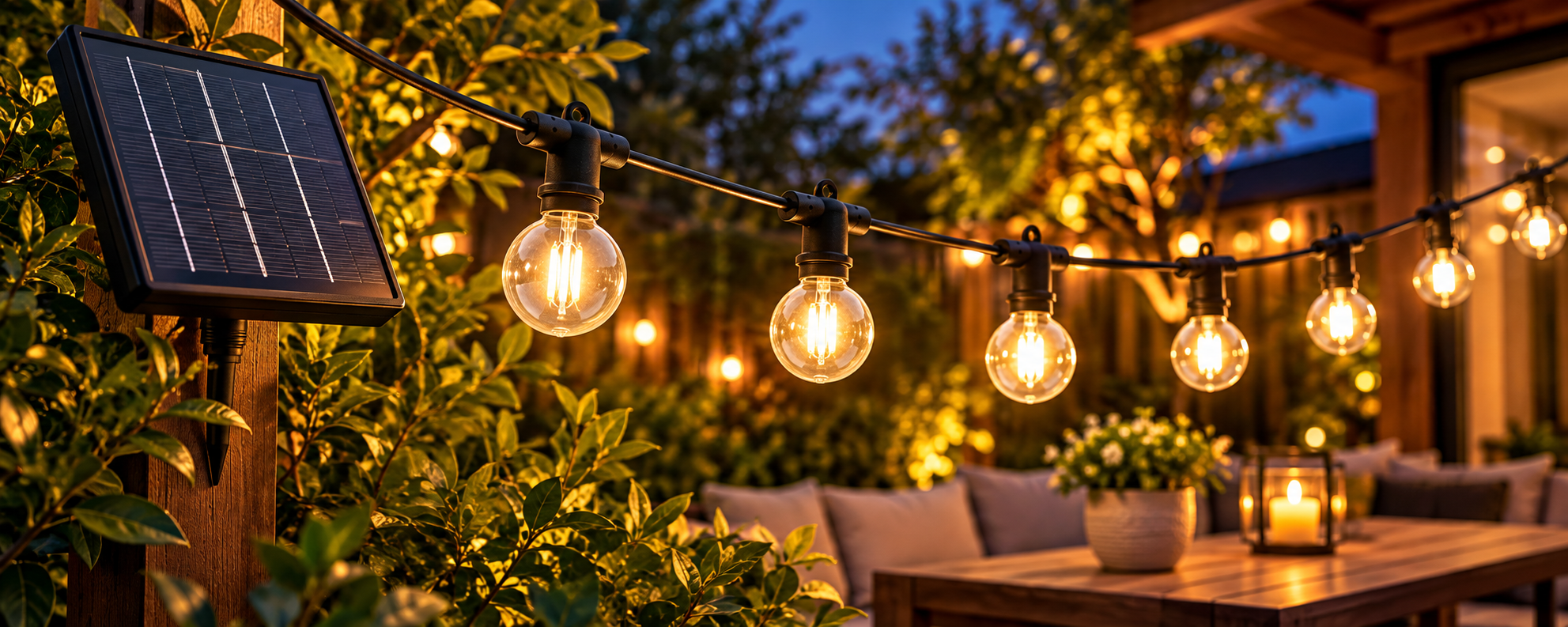 Latium Solar lichtsnoer in de tuin