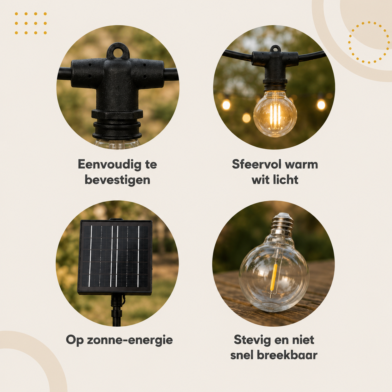 Latium Solar Lichtsnoer 10m met Afstandsbediening - Waterdicht
